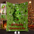 Personalized Merry Grinchmas Blanket Custom Name Gift for Family Blanket GradoCreations