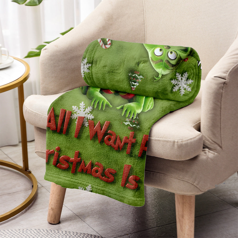 Personalized Merry Grinchmas Blanket Custom Name Gift for Family Blanket GradoCreations