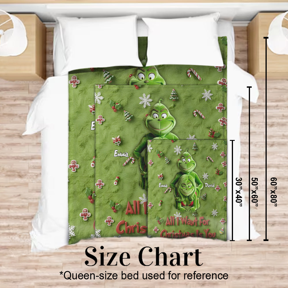 Personalized Merry Grinchmas Blanket Custom Name Gift for Family Blanket GradoCreations