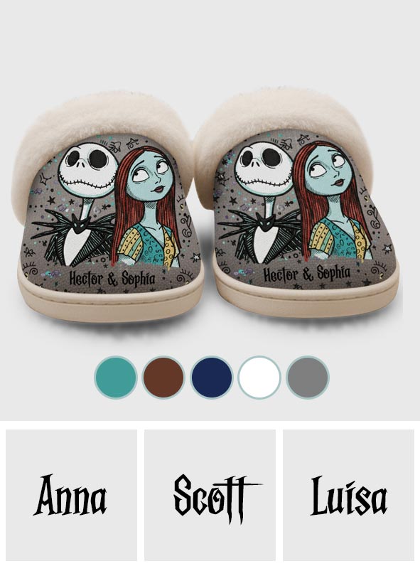 Personalized Nightmare Slippers with Fur Lining Gift for Couples Slippers With Fur Lining GradoCreations