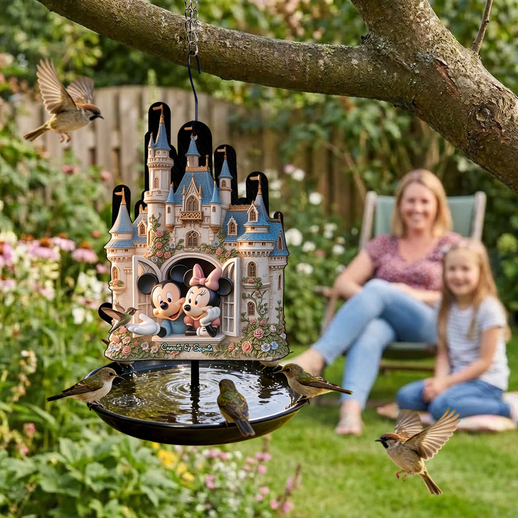 Personalized Disney Castle Bird Feeder & Bath with Custom Names Bird Feeder/ Bath GradoCreations