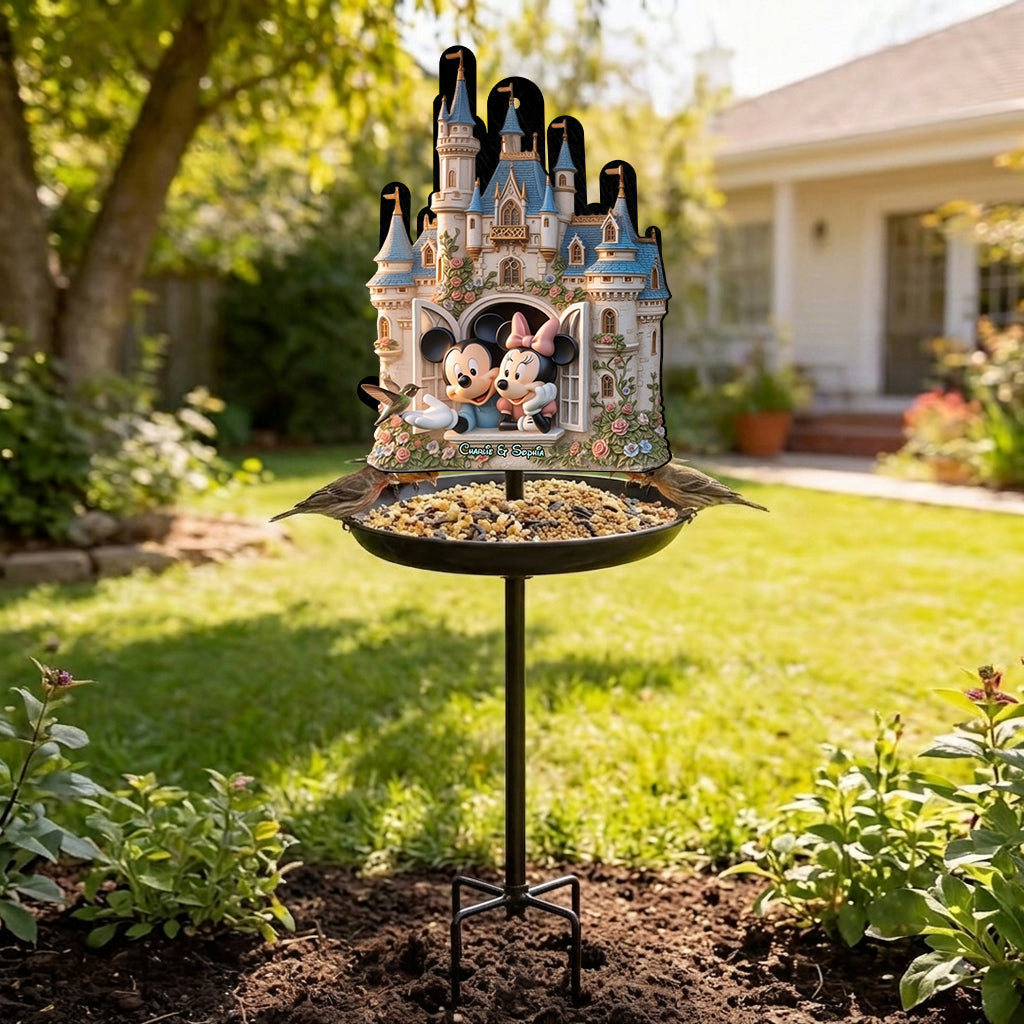 Personalized Disney Castle Bird Feeder & Bath with Custom Names Bird Feeder/ Bath GradoCreations