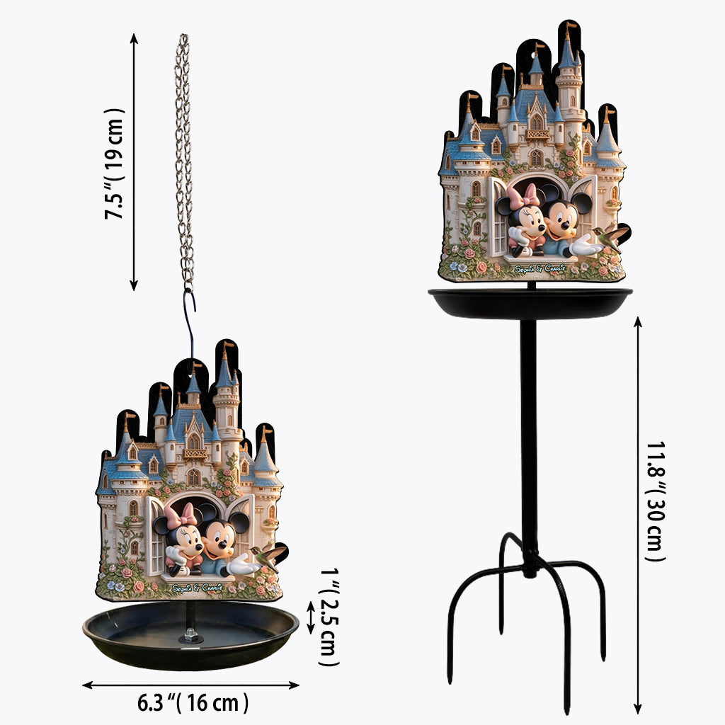 Personalized Disney Castle Bird Feeder & Bath with Custom Names Bird Feeder/ Bath GradoCreations
