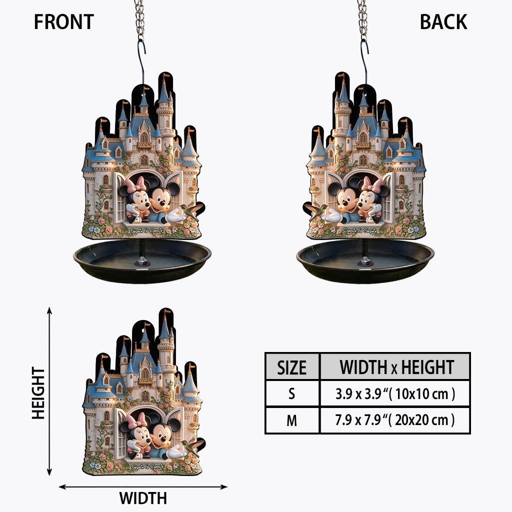 Personalized Disney Castle Bird Feeder & Bath with Custom Names Bird Feeder/ Bath GradoCreations