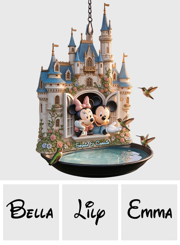 Personalized Disney Castle Bird Feeder & Bath with Custom Names Bird Feeder/ Bath GradoCreations