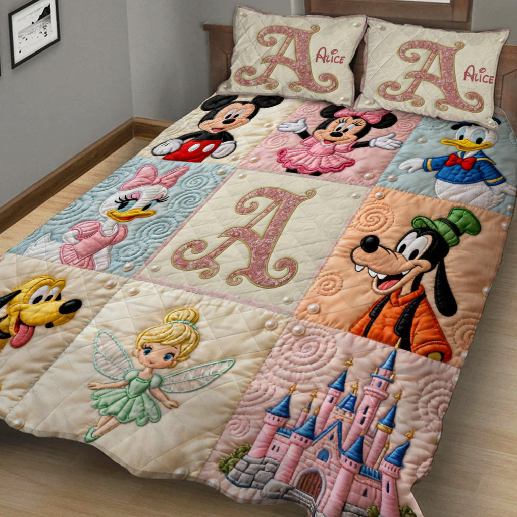 Personalized Mouse Quilt Set with Initials - Custom Kids Bedding Quilt Set GradoCreations