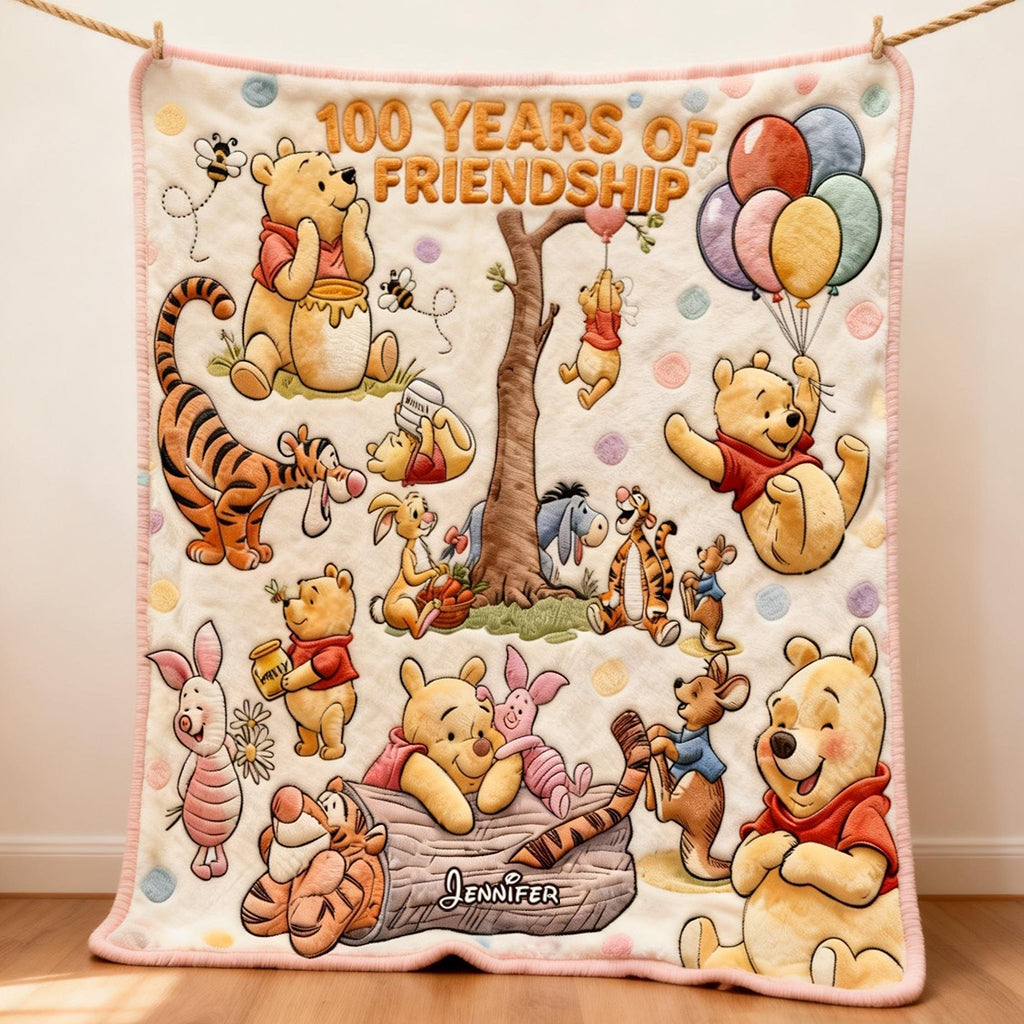 Personalized Flannel Mouse Blanket with Bear Friends for Kids Blanket GradoCreations