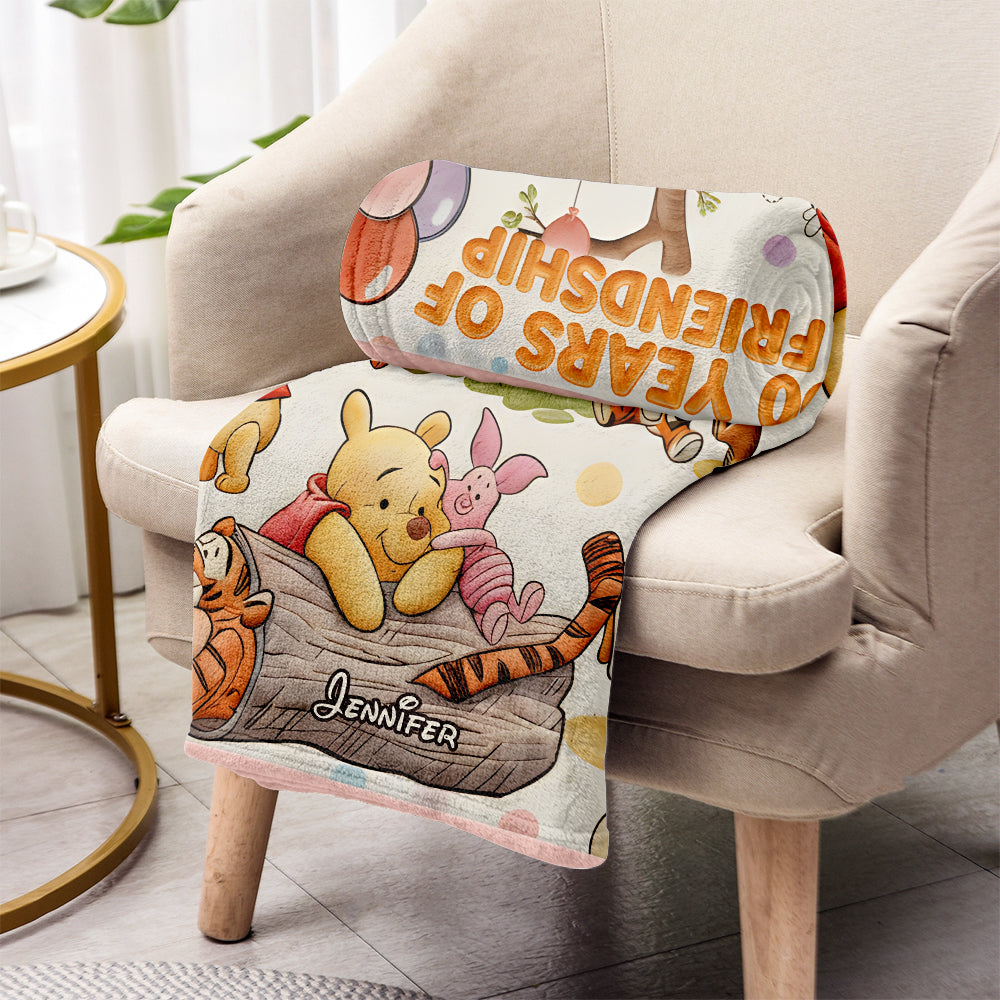Personalized Flannel Mouse Blanket with Bear Friends for Kids Blanket GradoCreations