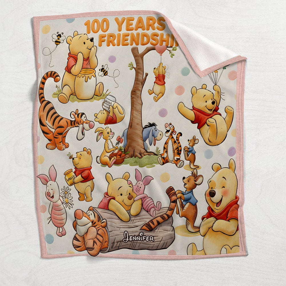 Personalized Flannel Mouse Blanket with Bear Friends for Kids Blanket GradoCreations
