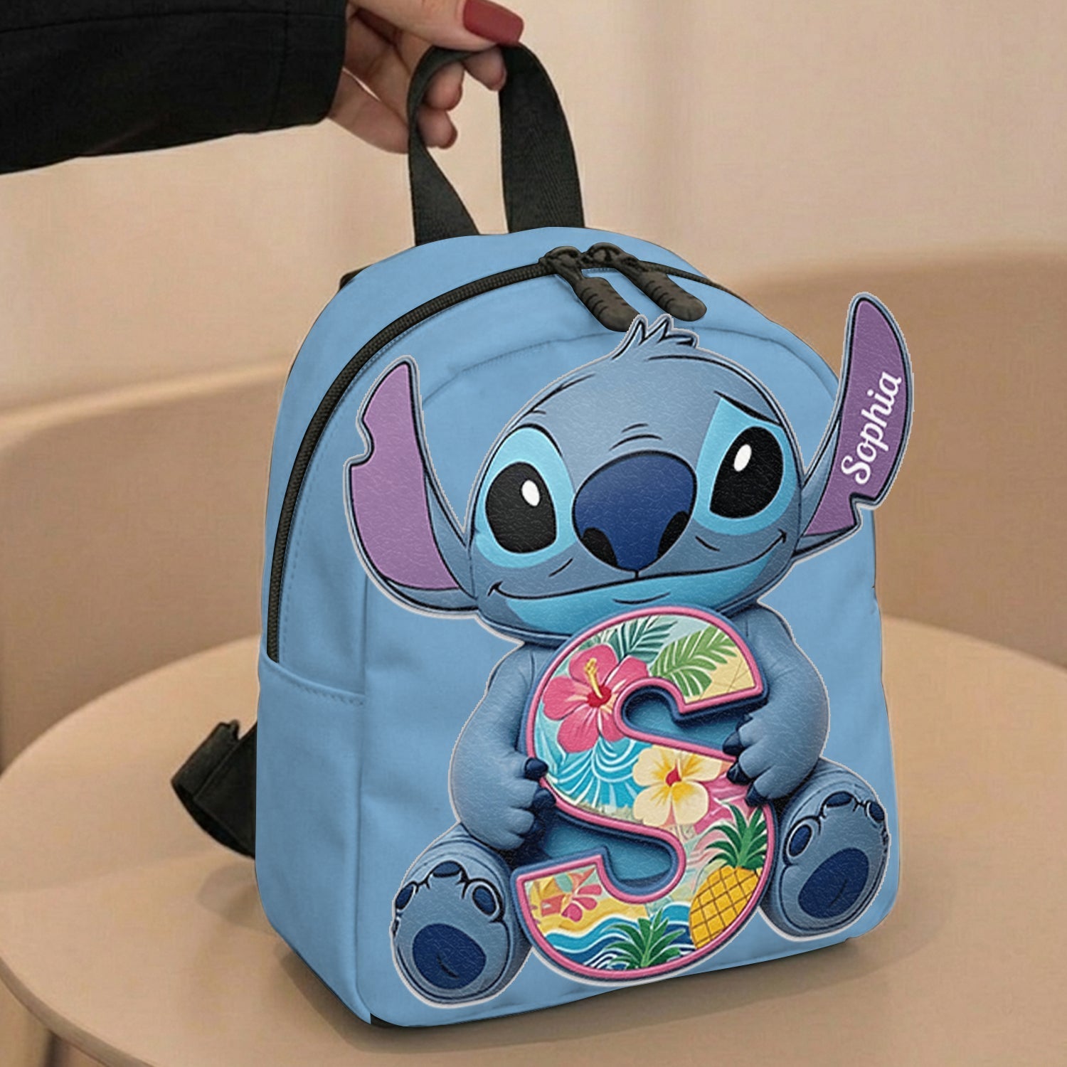 Custom Ohana Initial Letter Leather Patch Backpack for Kids Changeable Leather Patch Backpack GradoCreations