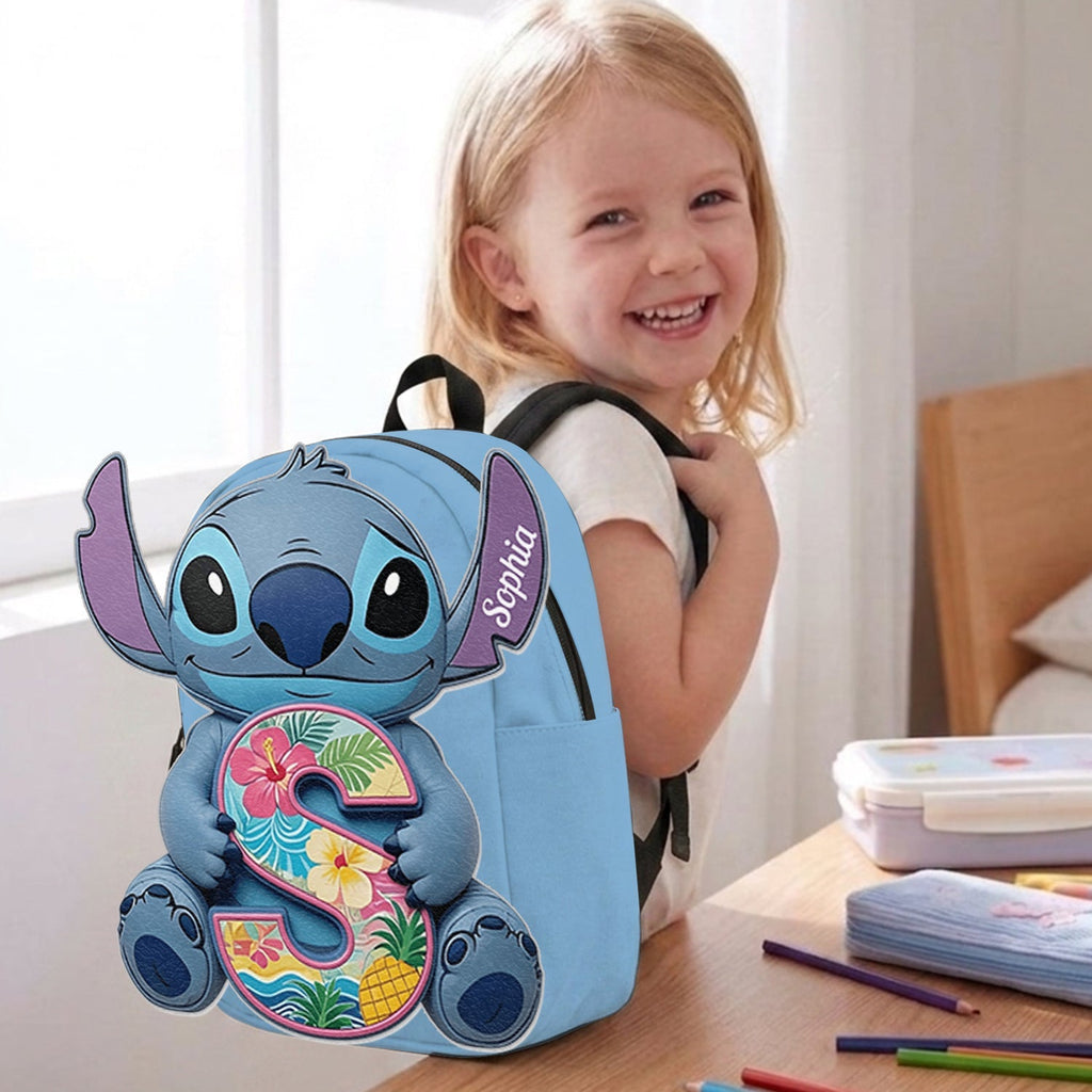 Custom Ohana Initial Letter Leather Patch Backpack for Kids Changeable Leather Patch Backpack GradoCreations