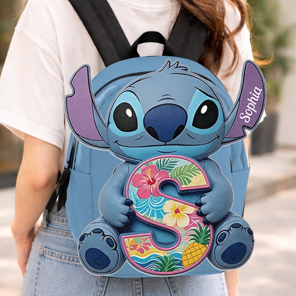 Custom Ohana Initial Letter Leather Patch Backpack for Kids Changeable Leather Patch Backpack GradoCreations