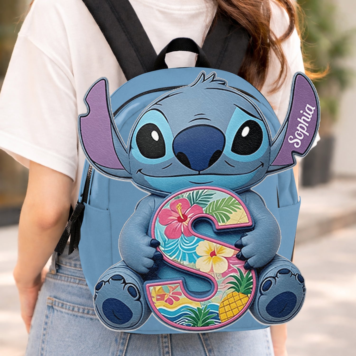 Custom Ohana Initial Letter Leather Patch Backpack for Kids Changeable Leather Patch Backpack GradoCreations