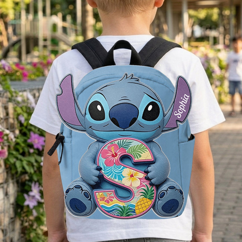 Custom Ohana Initial Letter Leather Patch Backpack for Kids Changeable Leather Patch Backpack GradoCreations