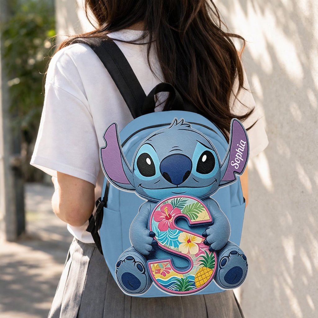 Custom Ohana Initial Letter Leather Patch Backpack for Kids Changeable Leather Patch Backpack GradoCreations