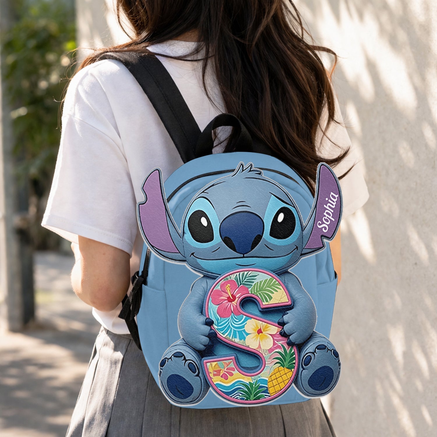 Custom Ohana Initial Letter Leather Patch Backpack for Kids Changeable Leather Patch Backpack GradoCreations