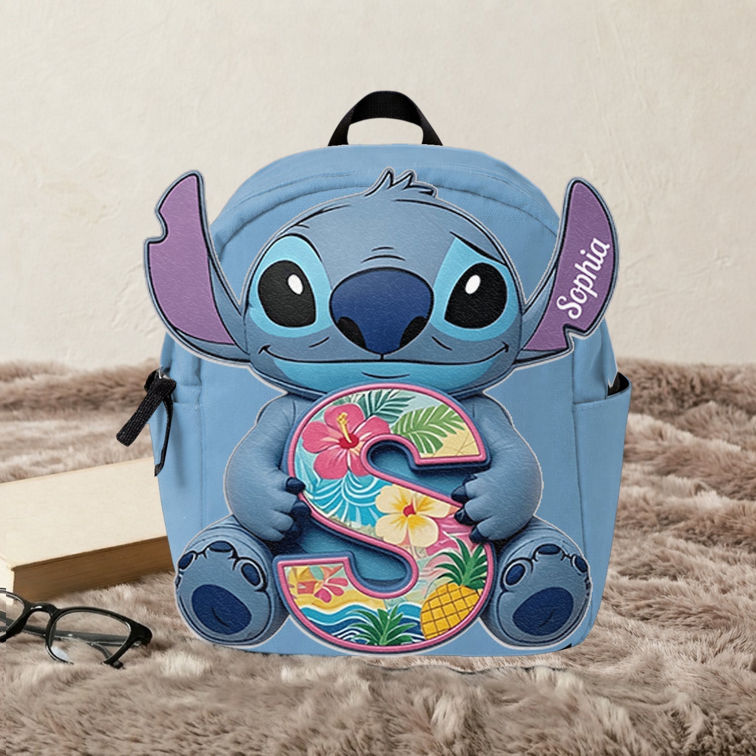 Custom Ohana Initial Letter Leather Patch Backpack for Kids Changeable Leather Patch Backpack GradoCreations