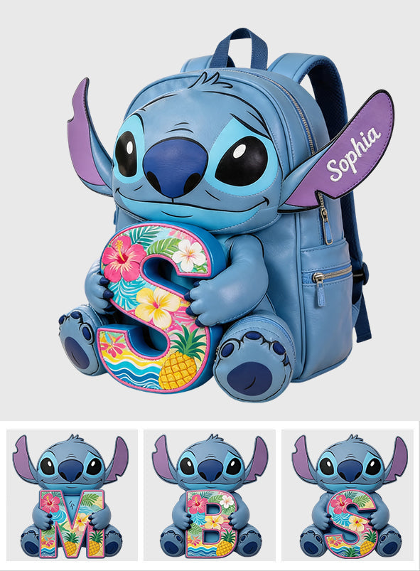 Custom Ohana Initial Letter Leather Patch Backpack for Kids Changeable Leather Patch Backpack GradoCreations
