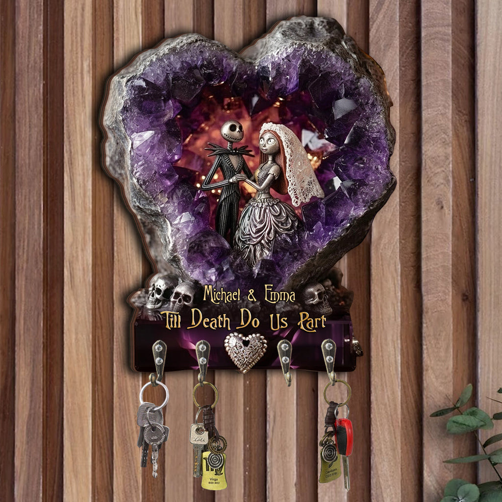 Personalized Spooky Couple Key Rack Custom Gift for Wedding Custom Shaped Key Rack GradoCreations