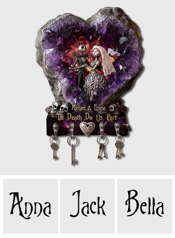 Personalized Spooky Couple Key Rack Custom Gift for Wedding Custom Shaped Key Rack GradoCreations