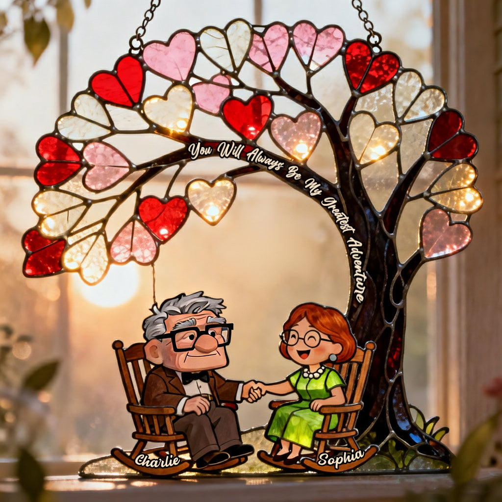 Personalized Suncatcher Ornament Custom Name Gift for Couples Window Hanging Suncatcher Ornament 2 GradoCreations