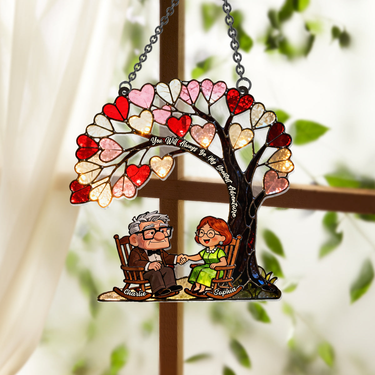 Personalized Suncatcher Ornament Custom Name Gift for Couples Window Hanging Suncatcher Ornament 2 GradoCreations