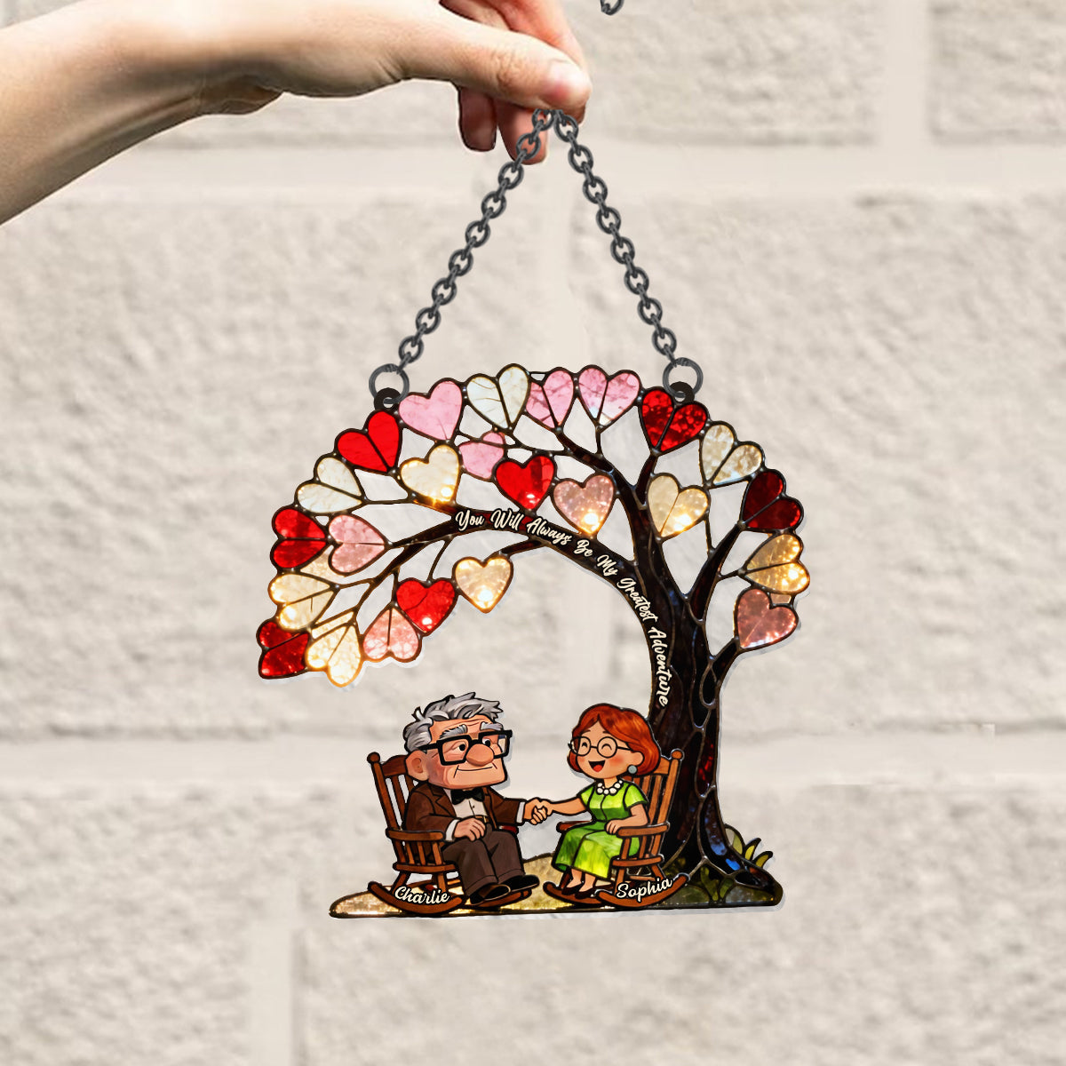 Personalized Suncatcher Ornament Custom Name Gift for Couples Window Hanging Suncatcher Ornament 2 GradoCreations