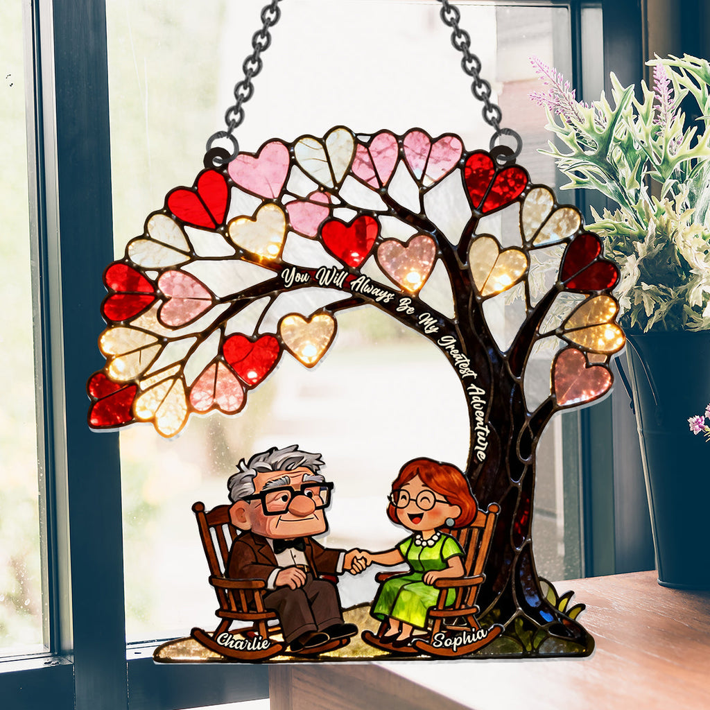 Personalized Suncatcher Ornament Custom Name Gift for Couples Window Hanging Suncatcher Ornament 2 GradoCreations