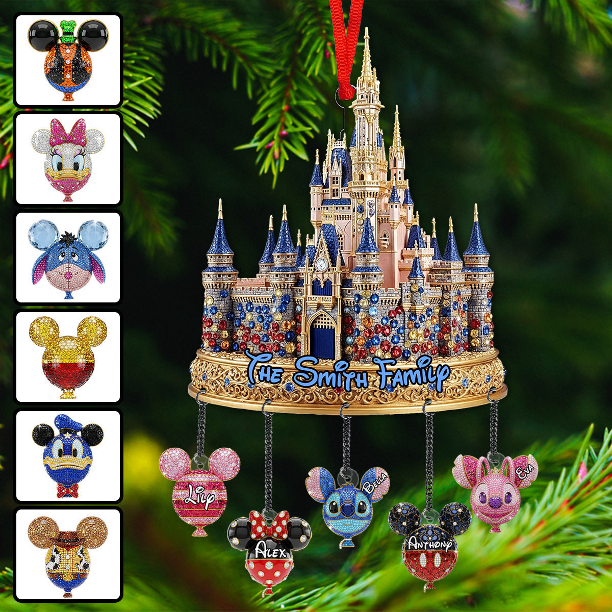 Personalized Magical Castle Family Ornament with Custom Charms Ornament With Charm GradoCreations