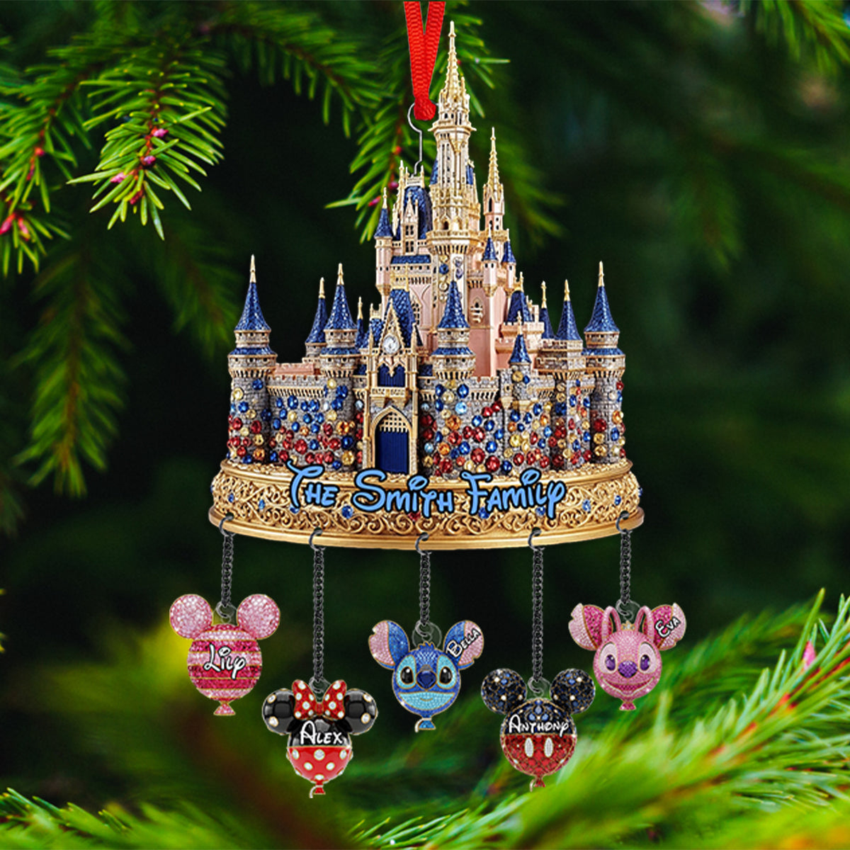 Personalized Magical Castle Family Ornament with Custom Charms Ornament With Charm GradoCreations