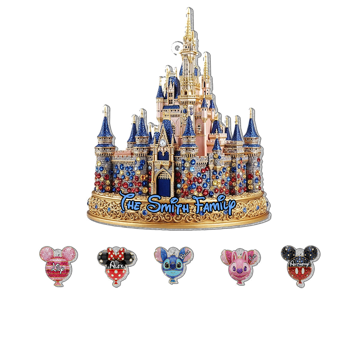 Personalized Magical Castle Family Ornament with Custom Charms Ornament With Charm GradoCreations