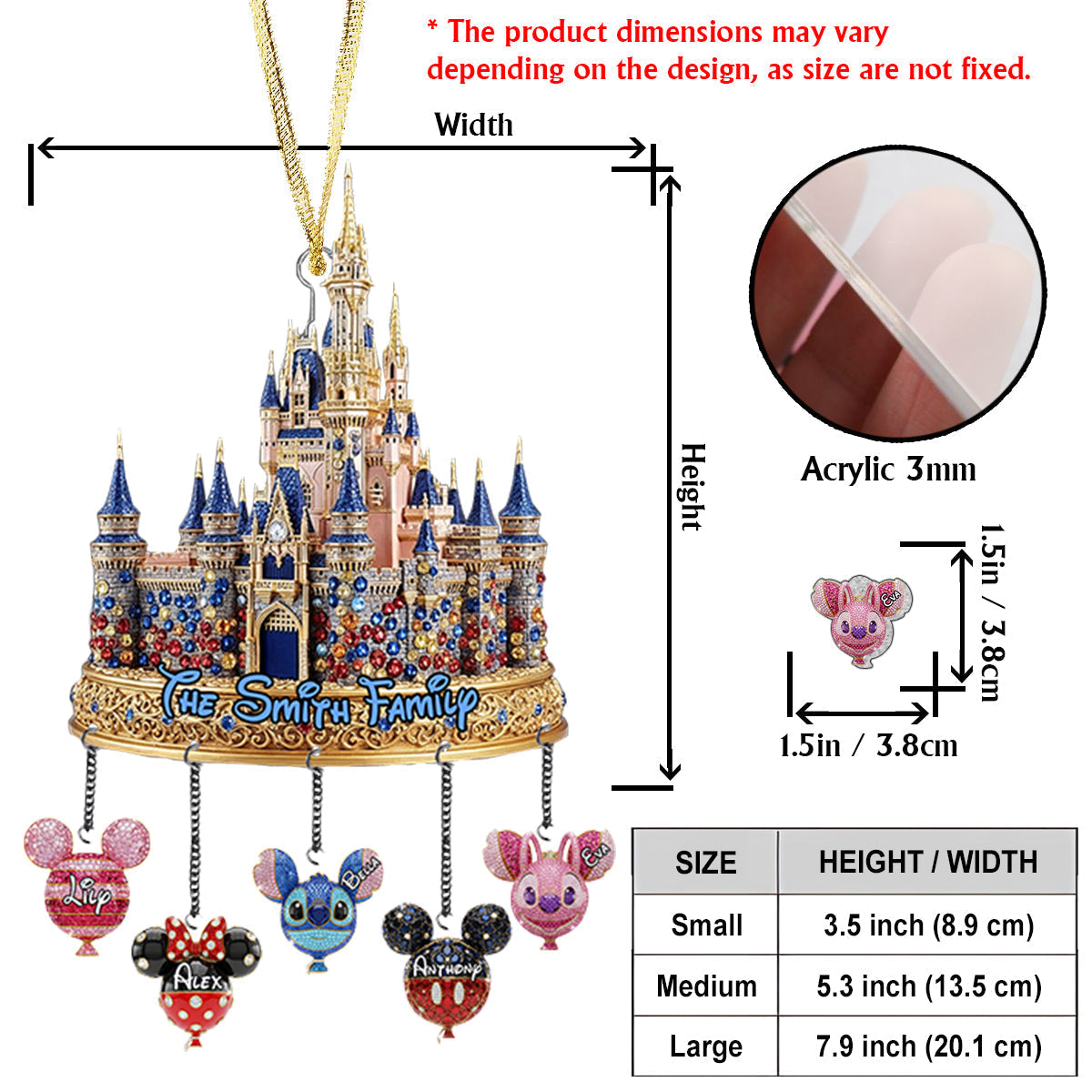 Personalized Magical Castle Family Ornament with Custom Charms Ornament With Charm GradoCreations
