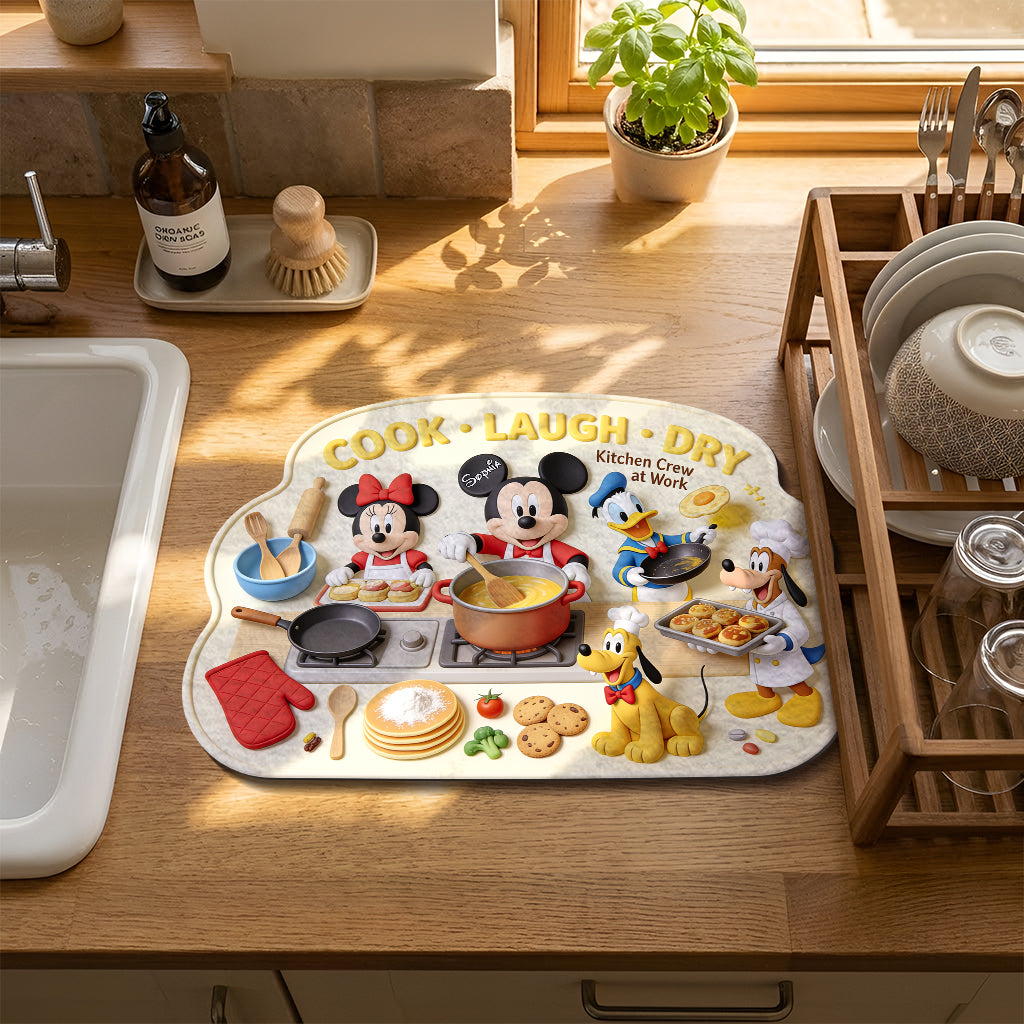 Personalized Disney Kitchen Drying Mat with Name Custom Design Drying Mat GradoCreations