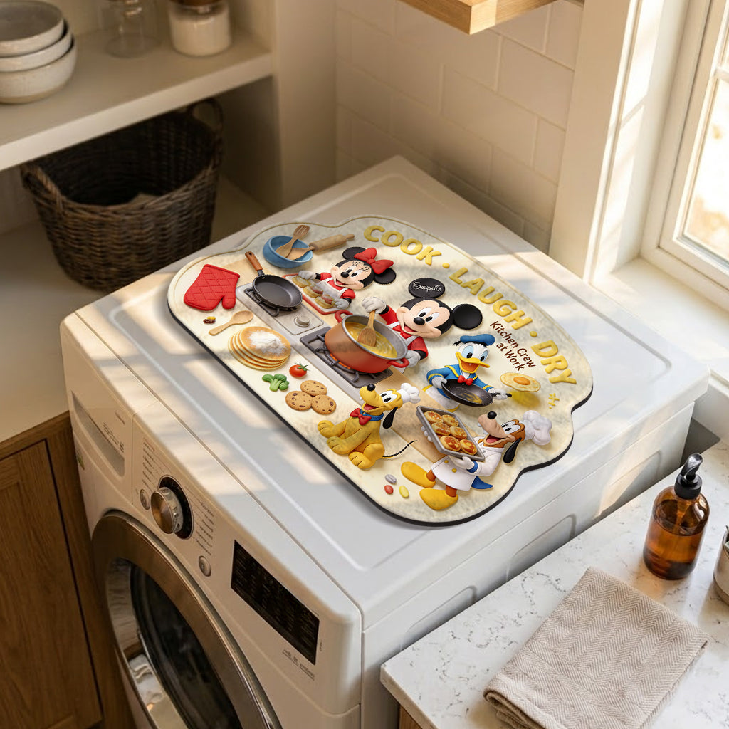 Personalized Disney Kitchen Drying Mat with Name Custom Design Drying Mat GradoCreations