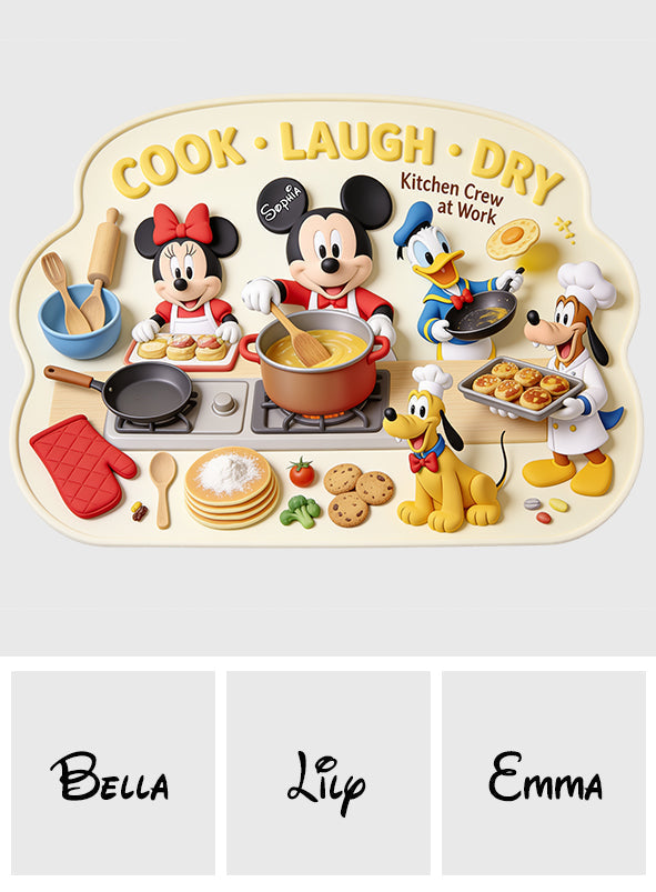 Personalized Disney Kitchen Drying Mat with Name Custom Design Drying Mat GradoCreations