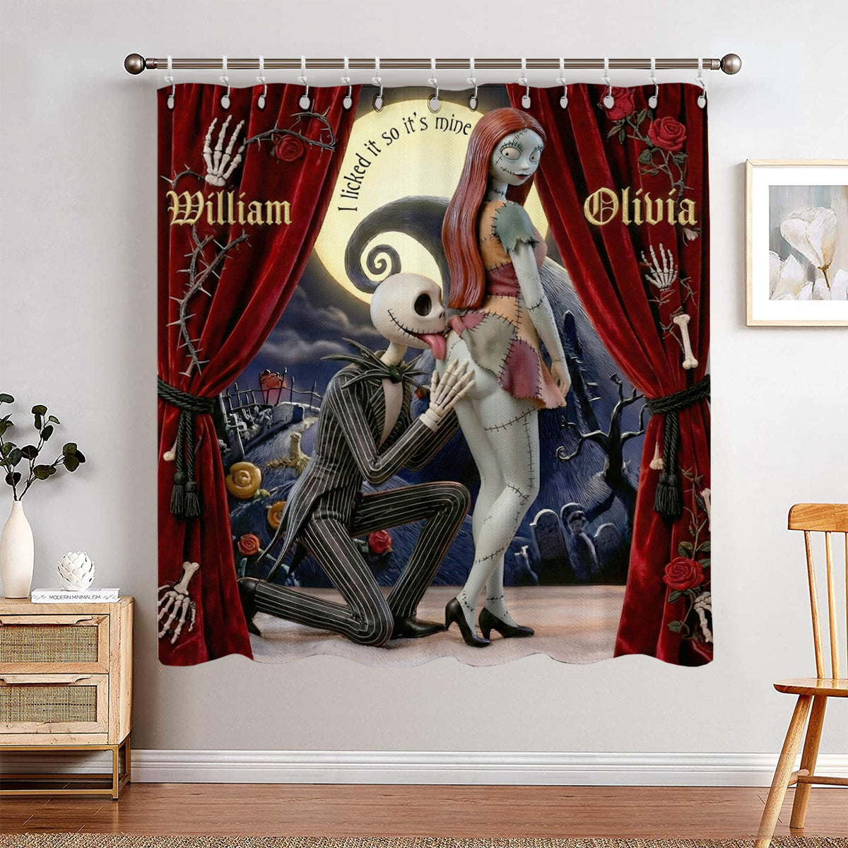 Personalized Nightmare Blackout Curtains Custom Name Set Window Curtains GradoCreations