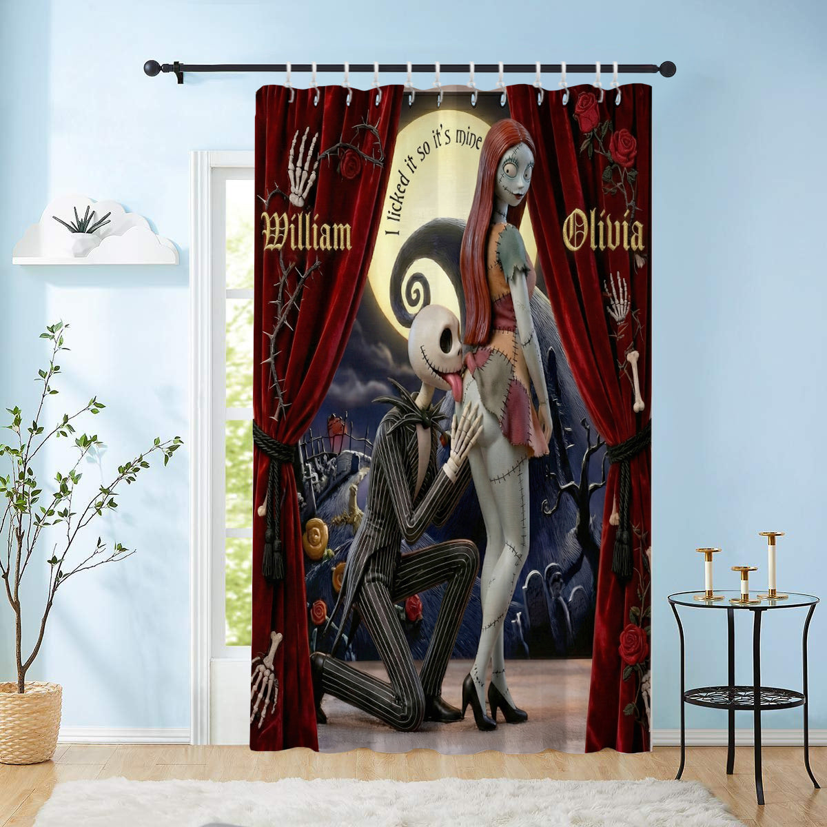 Personalized Nightmare Blackout Curtains Custom Name Set Window Curtains GradoCreations