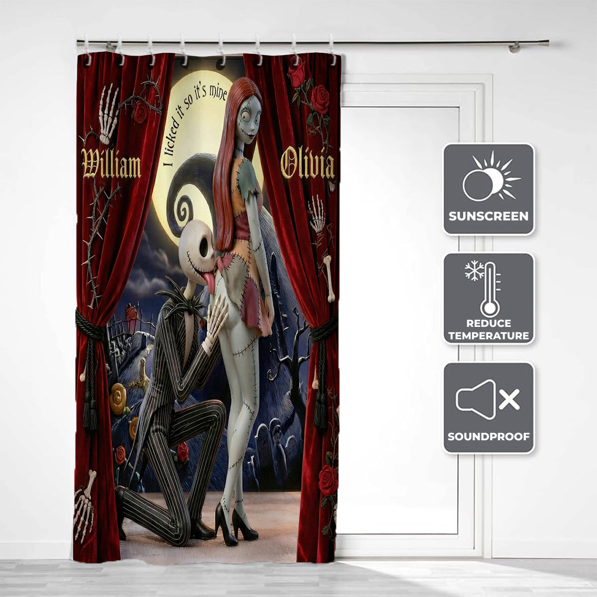 Personalized Nightmare Blackout Curtains Custom Name Set Window Curtains GradoCreations