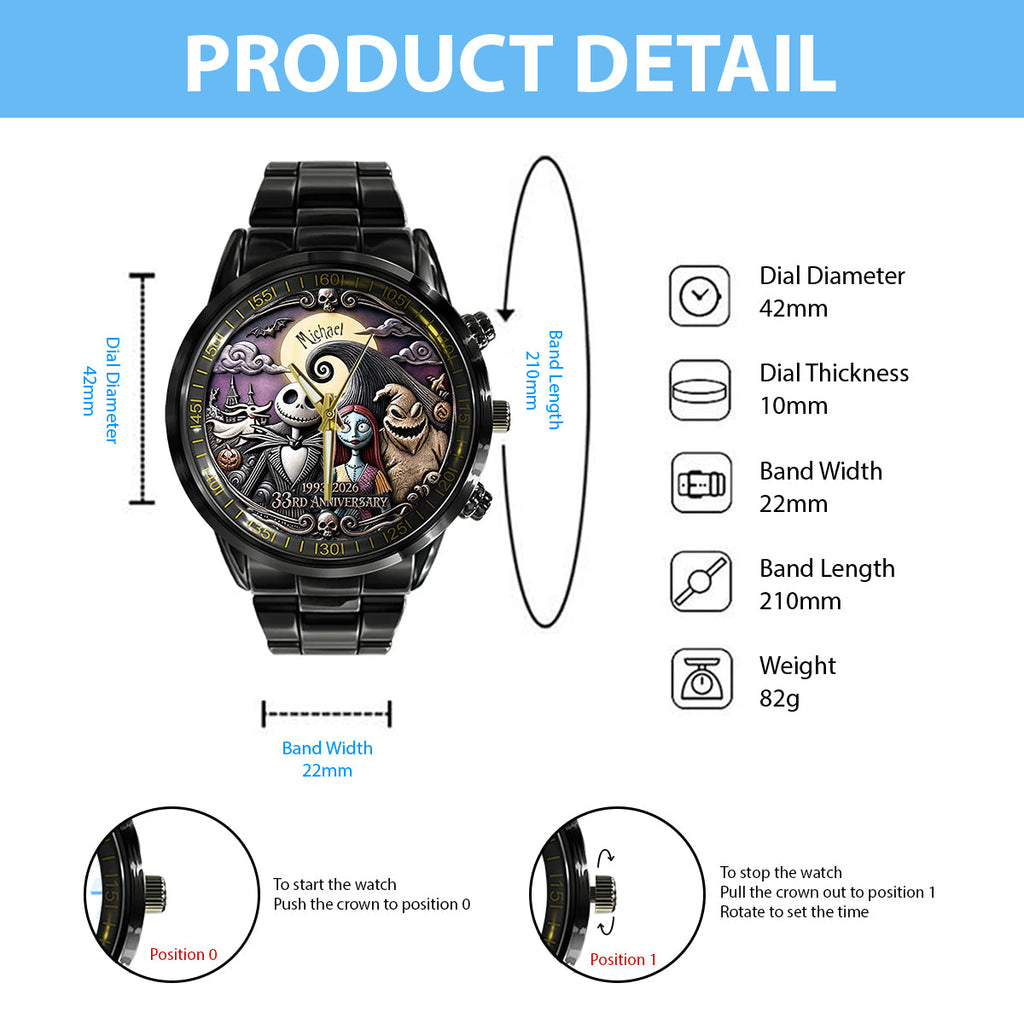 Personalized 33rd Anniversary Hand Watch Custom Name Gift Hand Watch GradoCreations