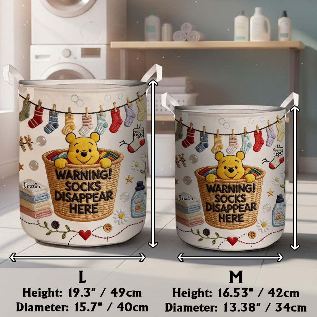 Personalized Yellow Bear Laundry Basket Custom Name Storage Organizing Gift Laundry Basket GradoCreations