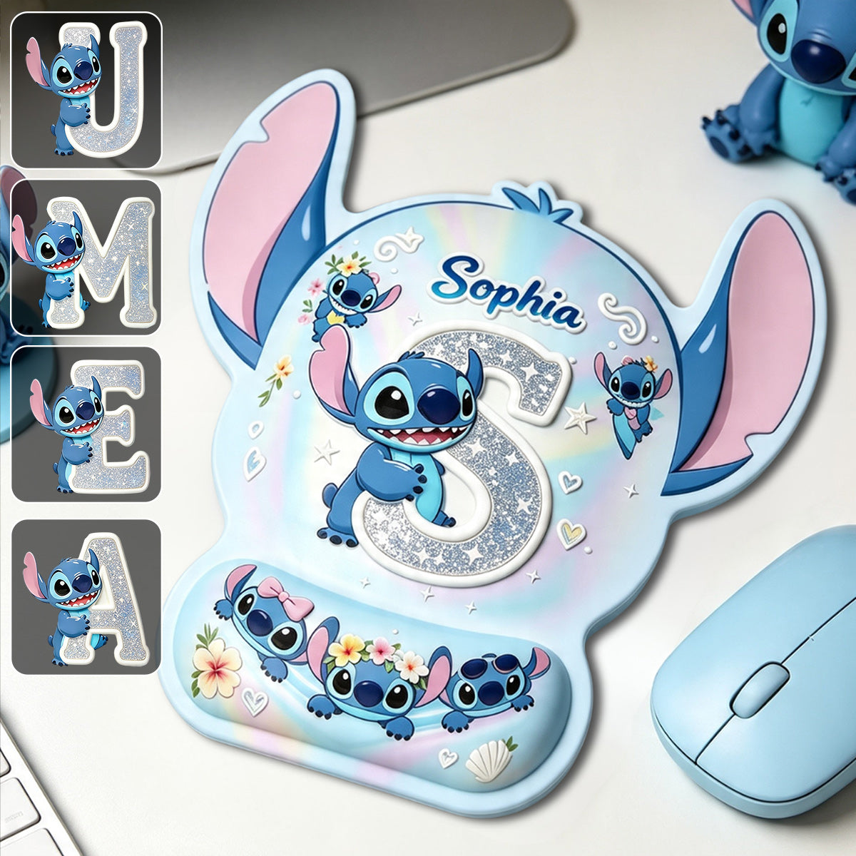 Custom Shape Mouse Pad with Cute Blue Alien Design | Personalized Gift Mouse Pad Custom Shape GradoCreations