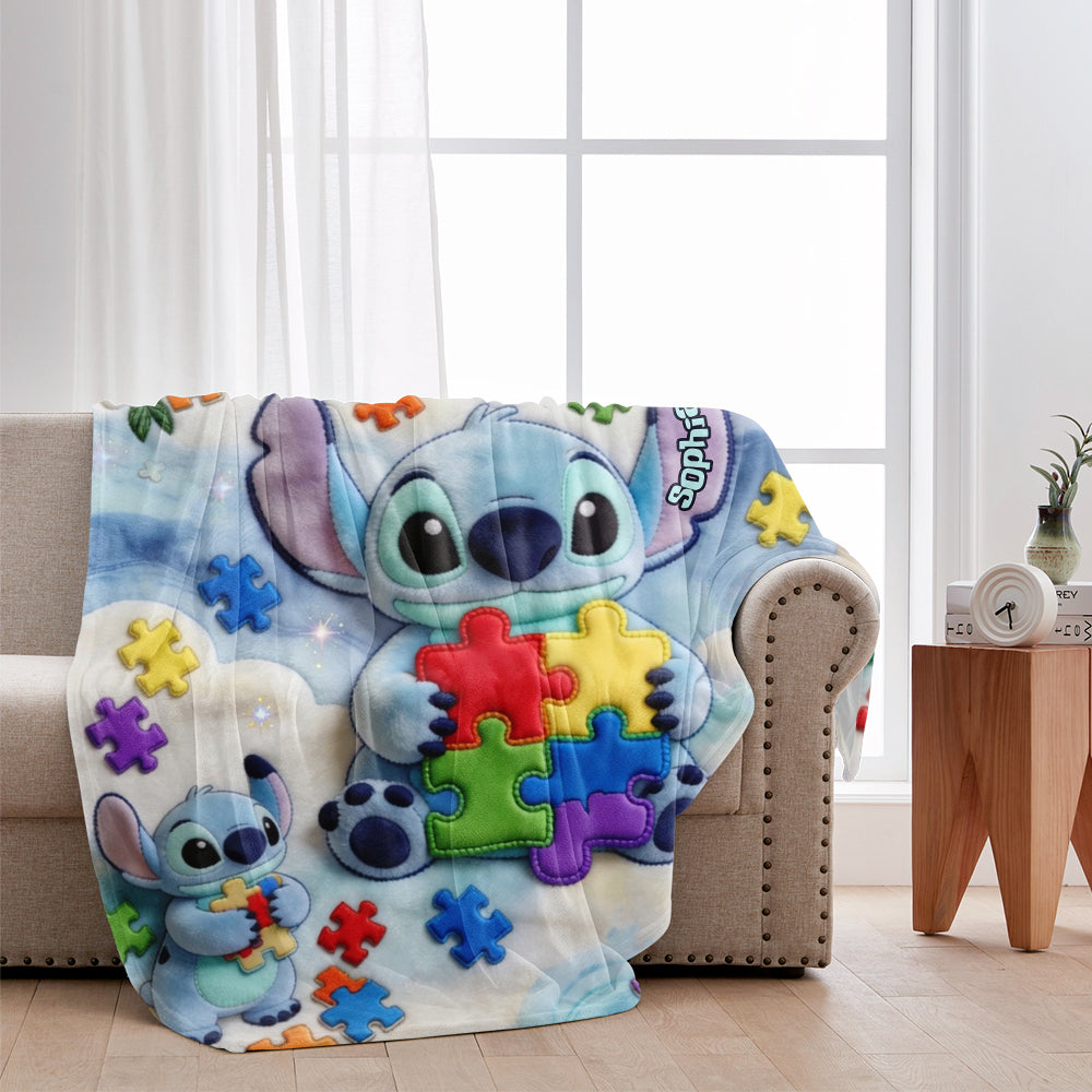 Personalized Autism Awareness Blanket Soft Flannel Gift for Kids Blanket GradoCreations