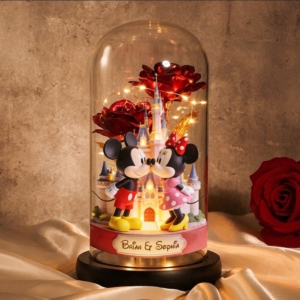 Personalized Glowing Roses Glass Dome Custom Name Gift for Couples Glowing Roses Glass Dome GradoCreations