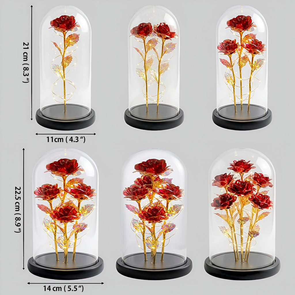 Personalized Glowing Roses Glass Dome Custom Name Gift for Couples Glowing Roses Glass Dome GradoCreations