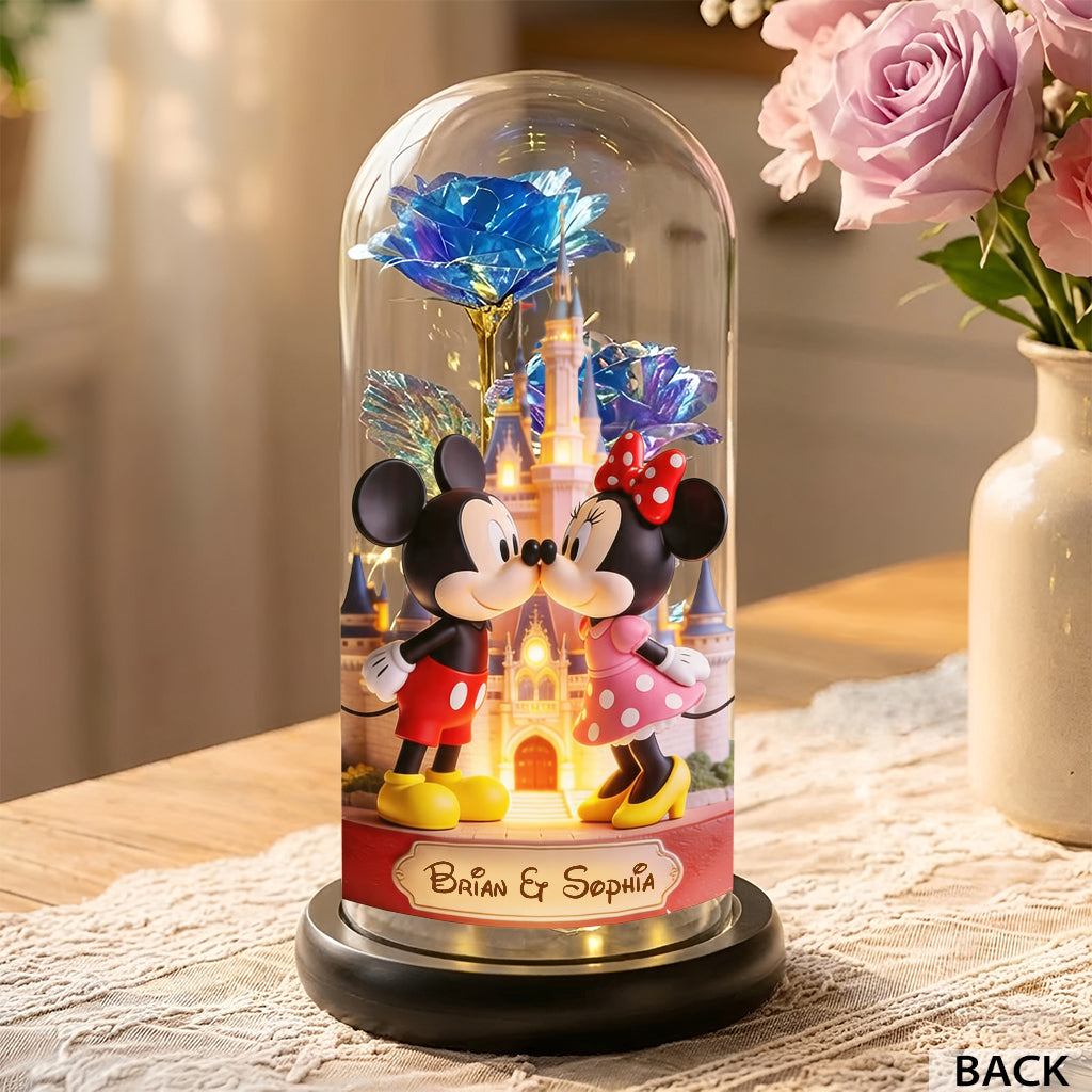 Personalized Glowing Roses Glass Dome Custom Name Gift for Couples Glowing Roses Glass Dome GradoCreations