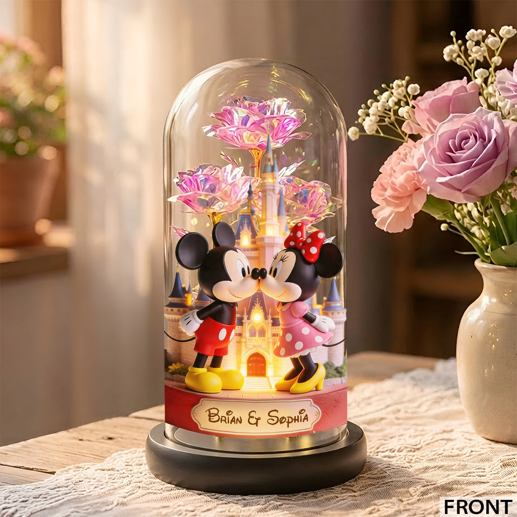 Personalized Glowing Roses Glass Dome Custom Name Gift for Couples Glowing Roses Glass Dome GradoCreations