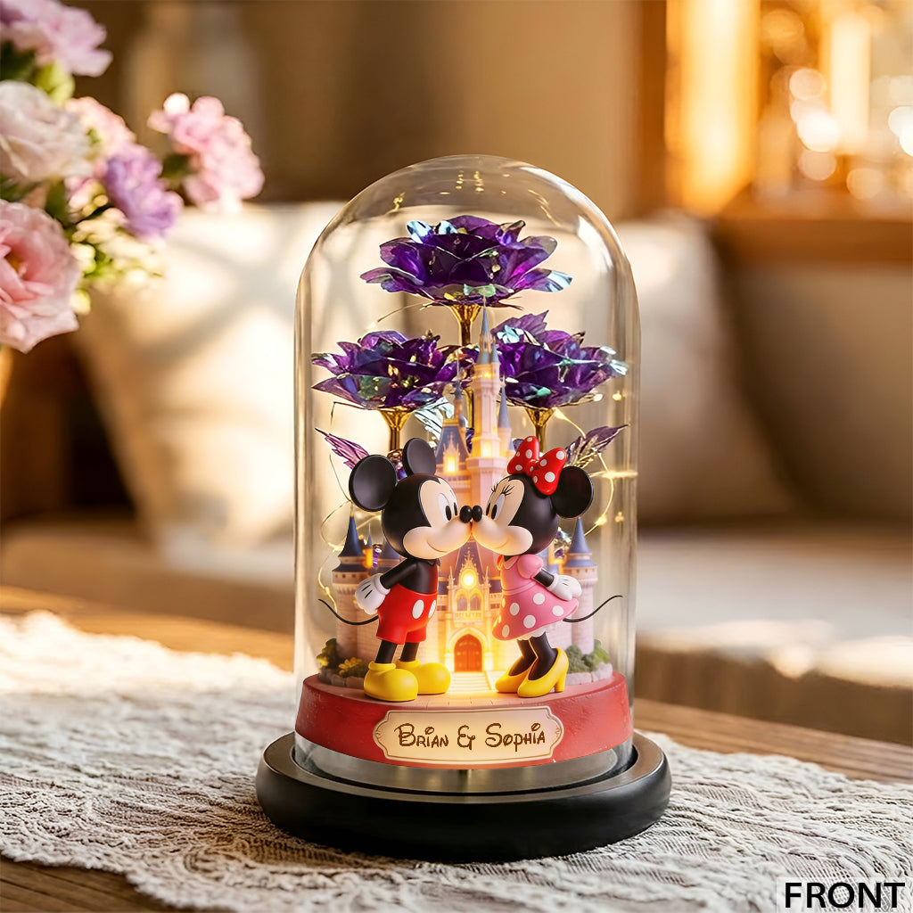 Personalized Glowing Roses Glass Dome Custom Name Gift for Couples Glowing Roses Glass Dome GradoCreations