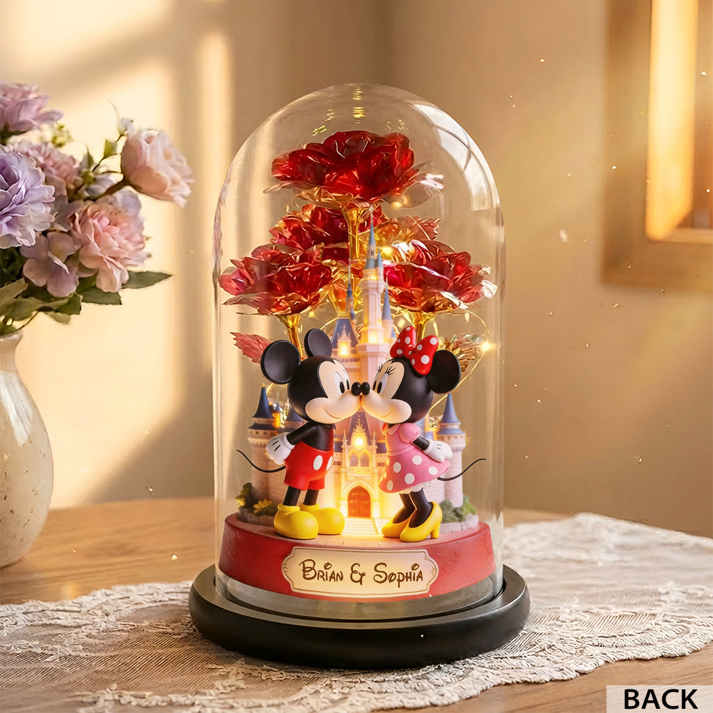 Personalized Glowing Roses Glass Dome Custom Name Gift for Couples Glowing Roses Glass Dome GradoCreations