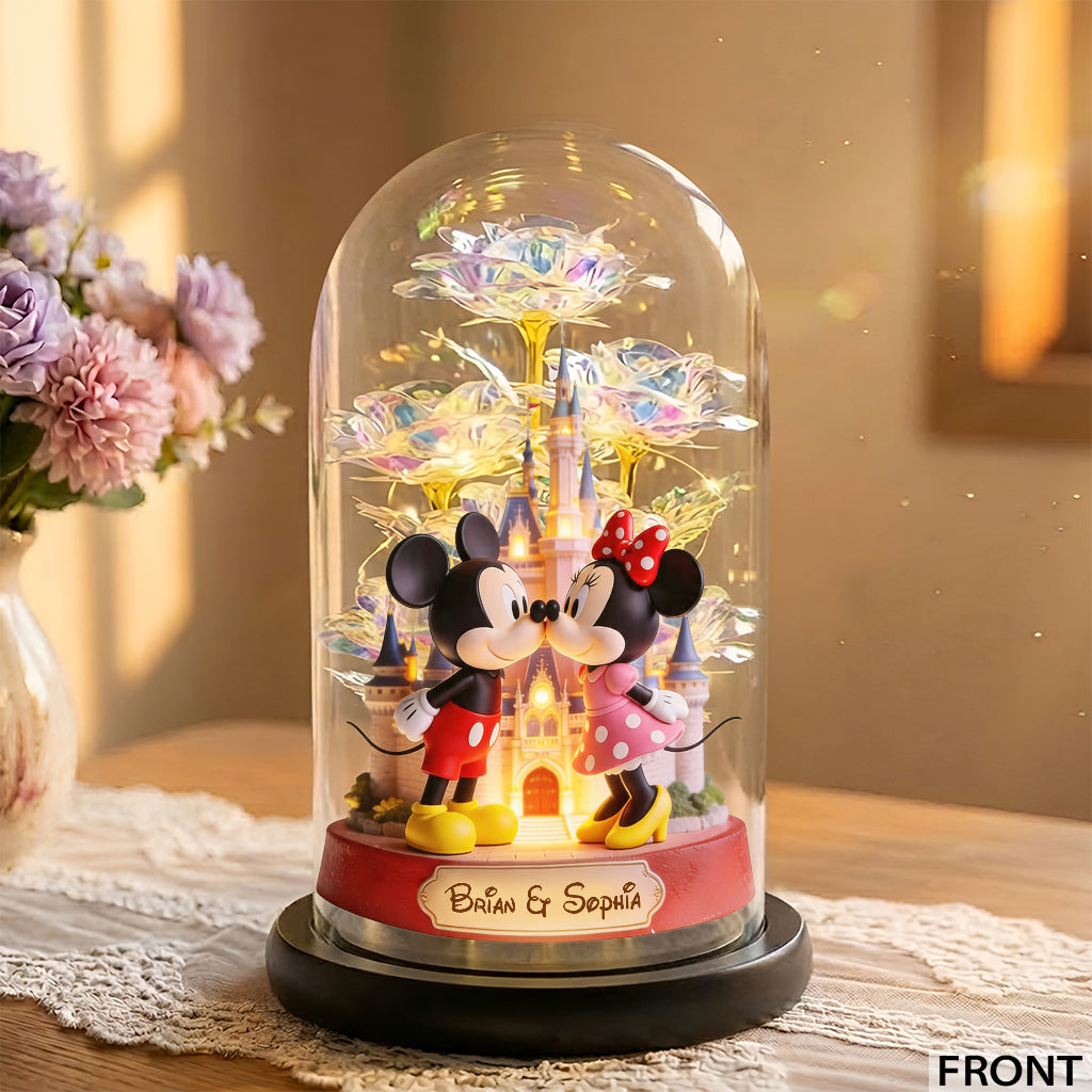 Personalized Glowing Roses Glass Dome Custom Name Gift for Couples Glowing Roses Glass Dome GradoCreations