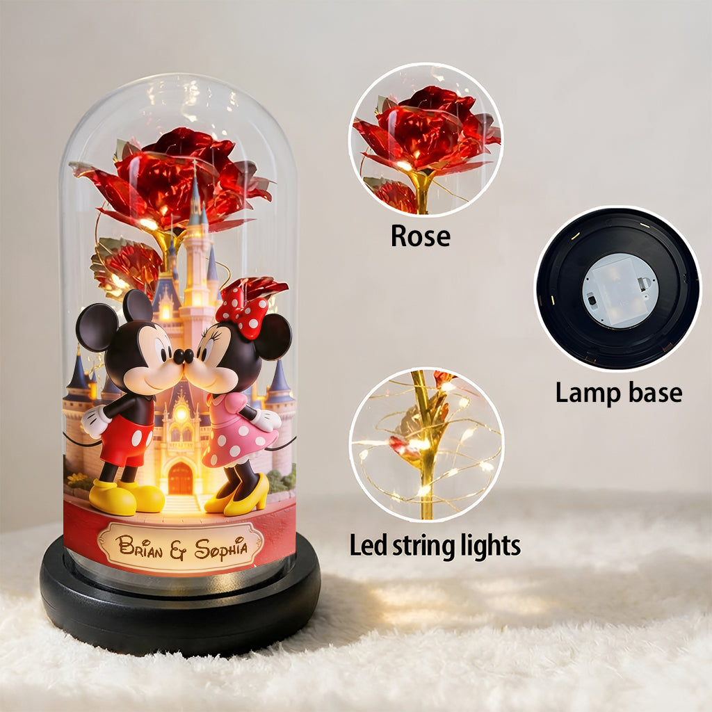 Personalized Glowing Roses Glass Dome Custom Name Gift for Couples Glowing Roses Glass Dome GradoCreations